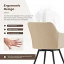 CLIPOP Faux Leather Dining Chairs, Set of 2, 360 °Swivel Upholstered Kitchen Chairs Armchair with Backrest and Metal Legs for Home Office Bedroom Living Room Lounge 0588 cream 54.5*60*84 cm image 3