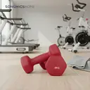 ochamaxsongmics  Set of 2 Dumbbells, 2 x 4 kg Hand Weights with Neoprene Coating, Hexagonal Dumbbells Pair, Home Workout, Fitness Training Exercise, Ruby Red SYL908R01 image 4