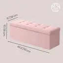 Ochama x SONGMICS Storage Ottoman, Foldable Velvet Storage Bench, 2 Extra Storage Boxes, 38 x 110 x 38 cm, for Hallway, Living Room, Bedroom, Pink image 2