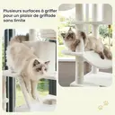 SONGMICS Arbre à chat avec 13 poteaux à griffer, 1 rampe, 2 perchoirs, 2 niches, panier, hamac, pompons, blanc - 168 cm image 5