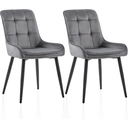 CLIPOP Cream Dining Chairs Set of 2 Velvet Upholstered Kitchen Chairs with Soft Backrest and Metal Legs, Lounge Leisure Reception Chairs for Dining room Living room or Office 0199 deep grey velvet 48.5*45.5*83 cm image 0