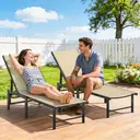 Outsunny 5 Pieces Cube Rattan Garden Furniture Set, Garden Dining Set with Wood-Plastic Table and 4 Armchairs, Space-Saving Rattan Table and Chairs with Removable Cushions for Patio, Beige image 1