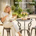 Outsunny 3 Pieces Outdoor Bistro Set, Vintage Patio Furniture Set with Round Table, Umbrella Hole and Chairs, for Garden, Balcony, Brown image 5