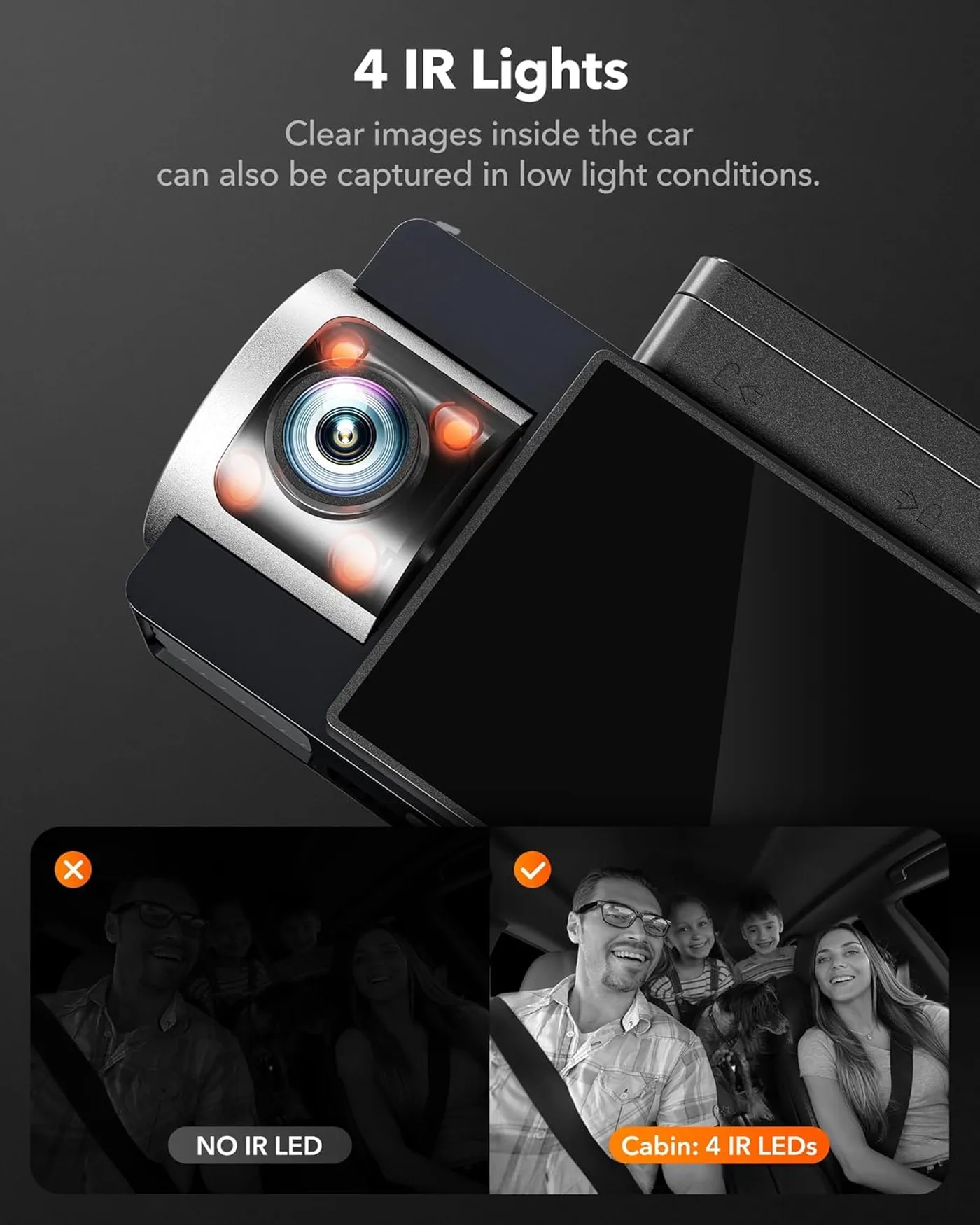Camera auto WOLFBOX i17, 3 canale, 4K + 2x Full HD 1080p, Wi-Fi, GPS, vedere nocturna IR, ecran de 3″, card de memorie 64 GB [8]