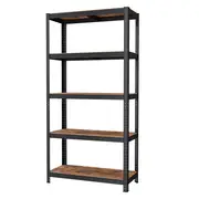 JOYFURNOS 5-laags stellingkast, stalen stellingkast voor opslag, voor garage, schuur, draagvermogen 875 kg, rustiek bruin en zwart