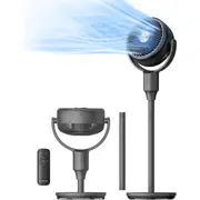 PELONIS Pedestal Fan, Air Circulator with Ultra OmniFlow (135°+85° Automatic Oscillation), Quiet, 3 Speeds, Remote, 6H Timer, Memory Function, Adjustable Height, for Bedroom