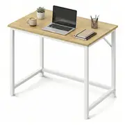 JOYFURNOS computerbureau, voor thuisstudie, slaapkamer, 80 x 50 x 76 cm, naturel eiken en parelwit