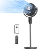 PELONIS 10" Smart WiFi Standing Fan with Remote | Ultra-Quiet 24dB DC Motor, 3D Oscillation & Alexa/iOS Control | Turbo Airflow 7+9 Blades for Bedroom/Office (32W Energy Saving), Powered By Midea
