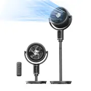 PELONIS staande circulatiefan met voet en afstandsbediening - 20 dB ultrastil, 9 snelheden, DC-motor, 9-uurs timer, in hoogte verstelbaar, 135°+100° oscillatie, voor slaapkamer/woonkamer, aangedreven door Midea