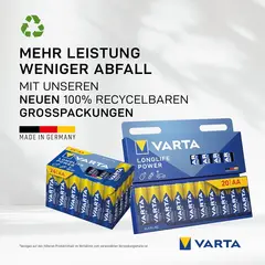 VARTA AAA Batterien Longlife Max Power – 10er Pack (8+2), Alkaline, 1,5V, Made In Germany