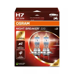 OSRAM NIGHT BREAKER 220, H7, +220% meer licht, halogeen koplamp, 64210NB220-2HB, 2 lampen