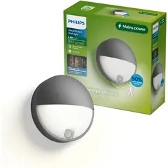 Philips Capricorn Wandlamp - Buitenverlichting met Bewegingssensor - Weerbestendig: IP44 - Warmwit licht: 2700K - Antraciet