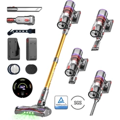 MONSGA X UNINELLHOME UV5 Draadloze Steelstofzuiger – 60.000 Pa zuigkracht, extra dikke anti-klitborstel, AI-batterijbeheer, tot 65 min. gebruiksduur, zelfstaand, LED-touchdisplay