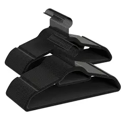 JOYFURNOS   Kledinghangers van Fluweel, Set van 50 met Zwarte Draaibare Haak, Antislip en Ruimtebesparend, voor Jas, Overhemd, Jurk, Broek, Stropdas, Zwart