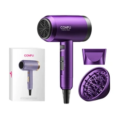 CONFU hogesnelheids haardroger 3127 paars, 2W RPM 1800 W vermogen, hoge concentratie negatieve ionen, 2 mondstukken, sneldrogend