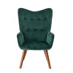 Urban Meuble fluwelen fauteuil - groen - met houten poten - comfortabel