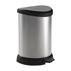 Curver Decobin afvalemmer - 15 liter - metallic - gerecycled kunststof - premium opbergoplossing, duurzaam kunststof, moderne huisorganisatie