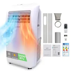 Candy mobiele airconditioner 12000 BTU snel koelen en verwarmen, 4-in-1 slimme AC-unit voor ruimtes tot 35 ㎡, 3 snelheden, 24 h timer, inclusief raamkit, energieklasse A+, aangedreven door Haier