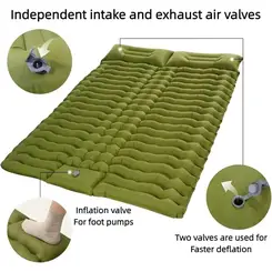 VXOYO Dubbel Camping Slaapmat 200 x 140 cm Ultralichte Opblaasbare Mat met Ingebouwd Kussen & Voetpomp, Ingepakte Afmetingen 29 x 16 x 16 cm, Gewicht 1,7 kg, Dubbel Groen