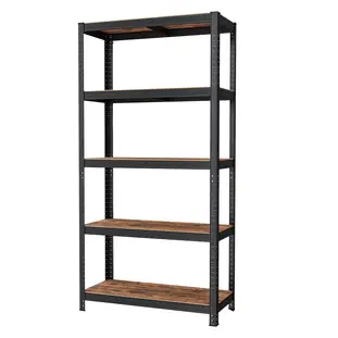 JOYFURNOS 5-laags stellingkast, stalen stellingkast voor opslag, voor garage, schuur, draagvermogen 875 kg, rustiek bruin en zwart