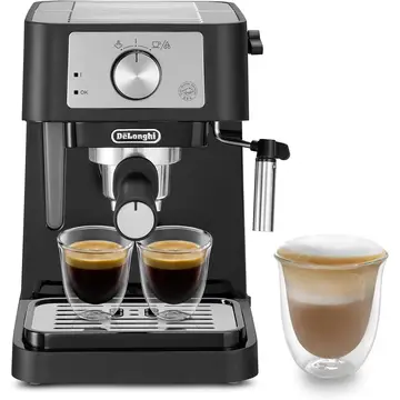 De'longhi Stilosa Espresso Coffee Machine, 15 Bar, Milk Frother Steam Wand, Compact, Black - EC260.BK