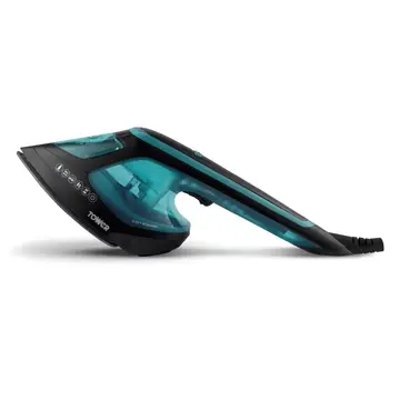 TOWER 2-in-1 Hand Garment Steamer with Iron Feature， Digital LED Display， One Temperature - Black and Teal， T22031TL