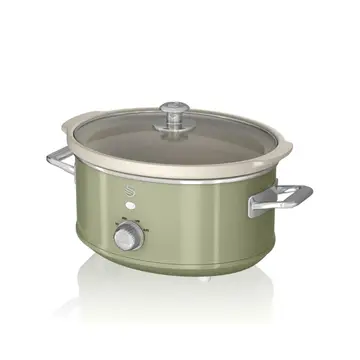 SWAN Retro Slow Cooker - Retro Green, 3.5L, 200W, with 3 Temperature Settings, Keep Warm Function, SF17021GN