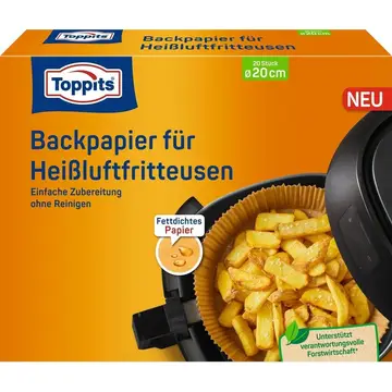 Toppits Backpapier für Heißluftfritteuse