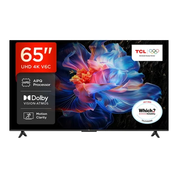 TCL 65V6C 65” Direct LED TV, 4K HDR TV, Smart TV Powered by Google TV (Dolby Vision & Atmos, Motion clarity, compatible with Google Assistant & Alexa)