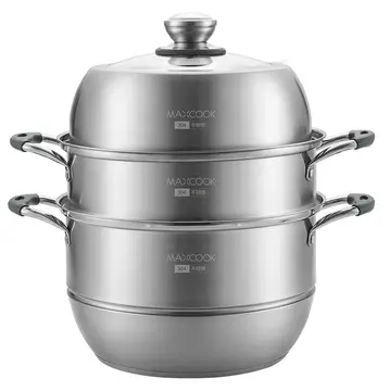 Maxcook 304SS 3-Etagen Dampfgarer Topf 30cm (Silicongriff) MCZ743