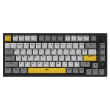 AJAZZ AK820 Pro 75% Schraubdeckel-Mechanisches Tastatur, Tri-Mode (kabelgebunden/Bluetooth/2,4G), TFT-Display, RGB-Beleuchtung, Hot-Swappbar, Geräuschdämpfendes Schaum, PBT-Switches, kompatibel mit Win/Mac/PC, Geschenk-Ausführung, Grau