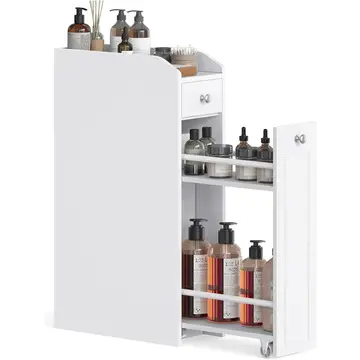 VASAGLE schlanker Badezimmerschrank mit Schubladen, weiß