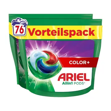 ARIEL All-in-1 PODS Color+ Flüssigwaschmittel Kapseln, 76 Waschladungen, Kraftvolle Fleckentfernung ab der 1. Wäsche