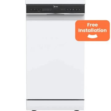 Midea MDWEF1034D(W)-WG-UK Slimline Dishwasher With Cutlery Tray, White, C Rated