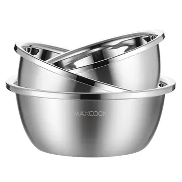 Maxcook Set mit 3 Edelstahl-Schüsseln 20cm/22cm/24cm MCWS-3