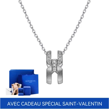 ALAIN MICHAL Intertwine Collier or givré avec diamants en pavé -Blanc avec cadeau spécial Saint-Valentin