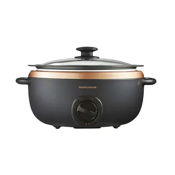 Morphy Richards 461016 Sear & Stew Black/Rose Gold Slowcooker 6.5L, Dishwasher Safe