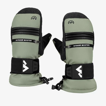 OutdoorMaster 3M & KEVLAR wasserdichte Ski-Fäustlinge für Erwachsene Herren & Damen Grau L