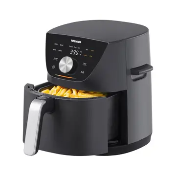 Toshiba Smart Air Fryer - 5.2L, 1600W, Matt Black, 80+ Chef Inspired Menu, Lifting Handles, AF-52CS1TRGB