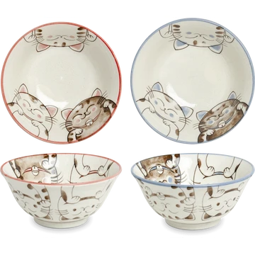 Drei Katzen Keramikschalen Ø15 × H7 cm – 1 Stück – für den Hausgebrauch beim Essen