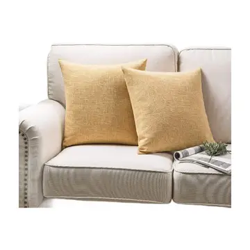 Housse de coussin Phantoscope Texturée en Lin Faux Série Décorative pour la Décoration Intérieure, Pack de 2, Jaune 20 x 20 pouces 50 x 50 cm