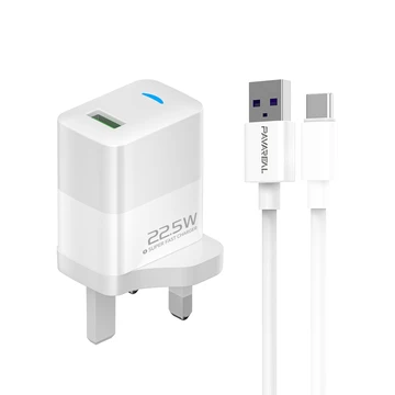 PAVAREAL K103 British Standard 22.5W Fully Compatible White Charger TYPE-C Set