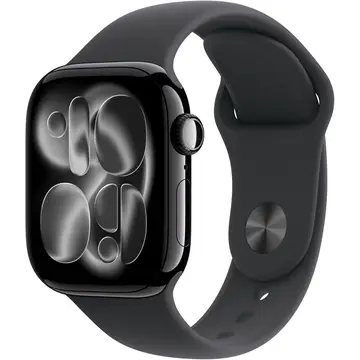Apple Watch Series 11 GPS 42mm Jet Black Aluminium Case with Black Sport Band - S/M