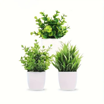 3Pcs 6.69in/17cm
Artificial Plant Flowerpot Artificial Plastic Eucalyptus Plant Wheat Grass Shrub Plant Indoor Desk Coffee Table Bathroom Bedroom Home Decoration