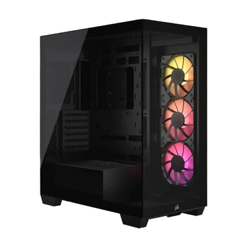 Corsair 3500X ARGB ATX-Midi-Tower-PC-Gehäuse - Panzerglas (Panorama) - kompatibel mit Umkehrlösung - inkl. 3x Corsair RS120 ARGB-Fans - Schwarz