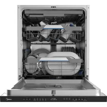 Midea MDWEB1403M(B)-WG-UK Full Size 60cm Wide Integrated Dishwasher With Cutlery Tray, Black, C Rated