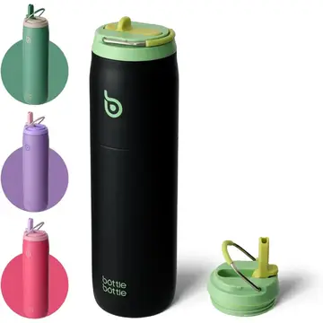 Bottle Bottle Gourde en acier inoxydable avec paille et poignée, 32 oz (900 ml), isolation sous vide, vert aurora, offre spéciale Nouvel An, cadeau idéal