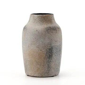 Atmosphera terracotta bloemenvaas in landelijke boerderijstijl, 18 cm, boho-vaas voor woondecoratie, geschikt voor woonkamer, tafel, plank en schoorsteenmantel, grijs