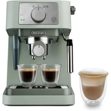 De'longhi Stilosa Espresso Coffee Machine, 15 Bar, Milk Frother Steam Wand, Compact, Green - EC260.GR