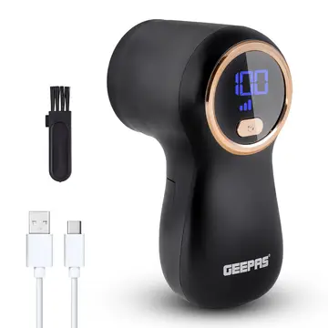 Geepas Fabric Shaver with Digital Display |Rechargeable Lint Remover for Clothes Wool Cotton Upholstery